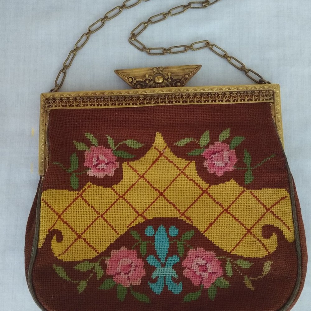 Beautiful, Antique Pettipoint Evening Bag
